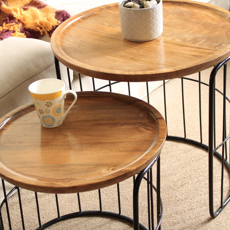 Williston Solid Wood Metal Nest Of Table Wayfair.co.uk